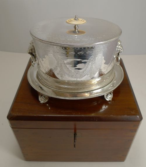 Magnificent Cased Elkington Silver Plated Biscuit Box - 1883