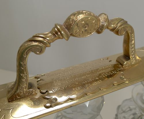 fig 3. Exceptional Gilded Antique English Tantalus by Betjemman & Sons c.1900