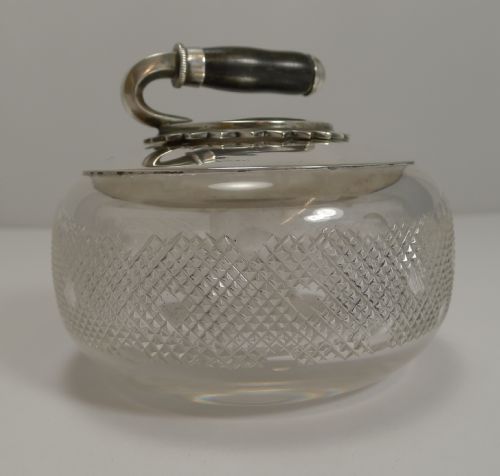 fig 1. Magnificent Novelty English Crystal and Sterling Silver Inkwell - Curling Stone