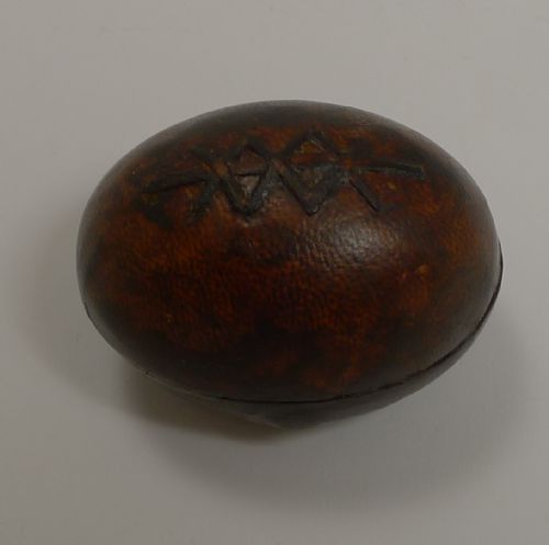 Antique English Novelty Travel Inkwell C.1890 - Rugby Ball / Football