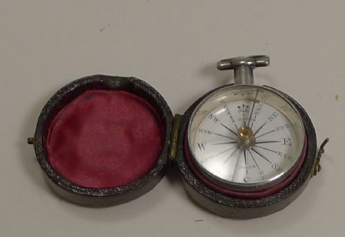 Rare Antique Sterling Silver Compass by Gabriel Davis - 1839