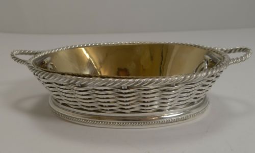 Antique English Silver Plated Basketweave Dish by Leuchars, London
