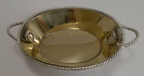 fig 1. Antique English Silver Plated Basketweave Dish by Leuchars, London