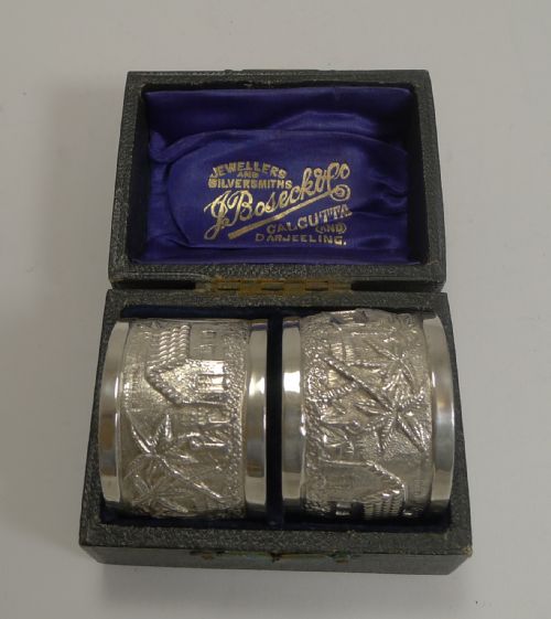Pair Antique English Sterling Silver Napkin Rings - 1896