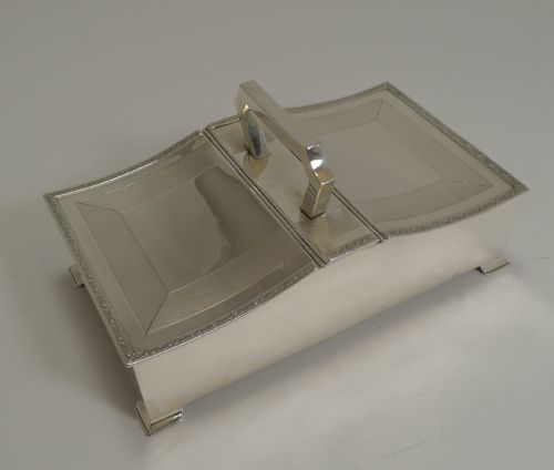 Stylish Antique English Sterling Silver Cigarette / Cigar Box - 1913
