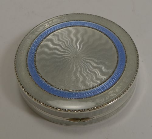 Exceptional Sterling Silver and Guilloche Enamel Pill Box - 1928