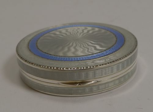 fig 1. Exceptional Sterling Silver and Guilloche Enamel Pill Box - 1928