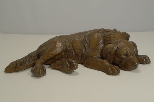 Beautifully Carved Large Figural Black Forest Dog Figure C.1890
