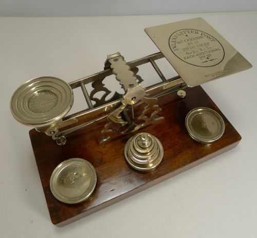 Fabulous Large Mahogany & Brass Postal Scale by S. Mordan & Co., London C.1885