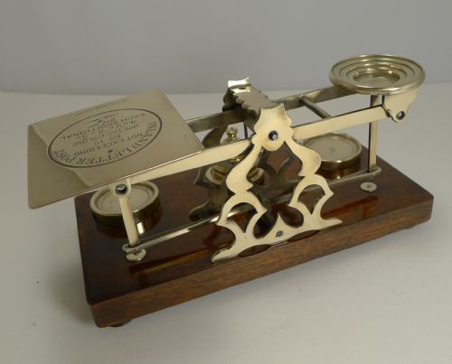 fig 1. Fabulous Large Mahogany & Brass Postal Scale by S. Mordan & Co., London c.1885