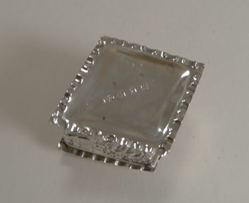 fig 1. English Victorian Diamond Shaped Sterling Silver Pill Box
