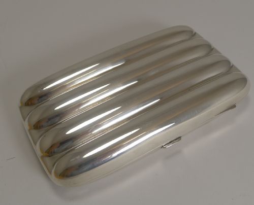 Antique English Sterling Silver Four Finger Cigar Case by Mappin Brothers - 1910