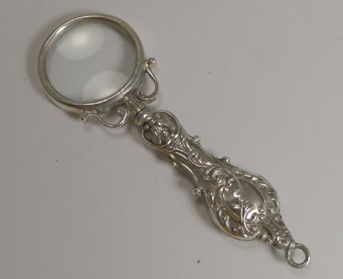 Small Antique English Sterling Silver Magnifying Glass - 1906