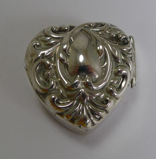 Petite Antique English Heart Shaped Pill Box - 1901