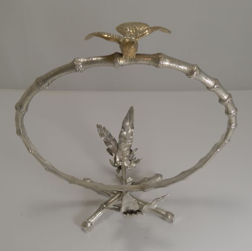 FINEST QUALITY ENGLISH CUT CRYSTAL AND SILVER PLATE DISH BASKET C1880 - ADDITIONAL PHOTO 1