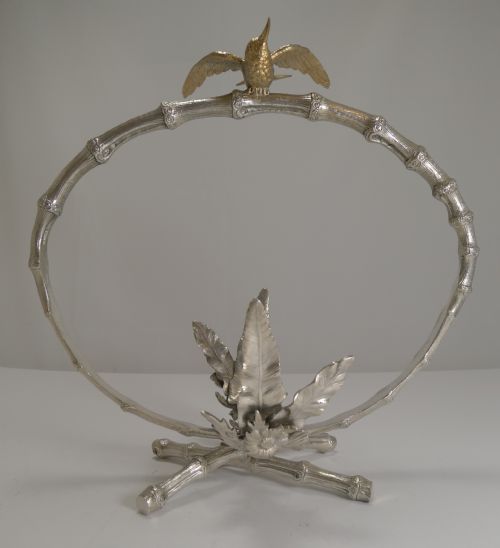 FINEST QUALITY ENGLISH CUT CRYSTAL AND SILVER PLATE DISH BASKET C1880 - ADDITIONAL PHOTO 4