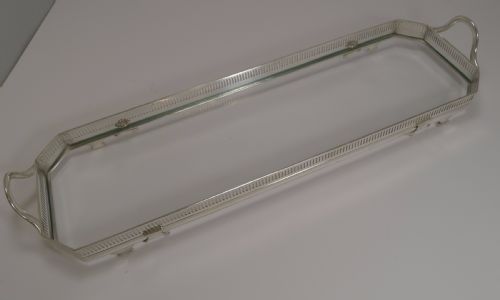 Rare English Mappin & Webb Convertible Mahogany / Glass Serving Tray C.1900