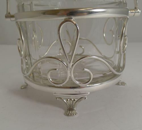 fig 1. Antique English Cut Crystal and Silver Plate Biscuit Box c.1900