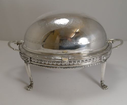 Antique English Silver Plated Revolving Breakfast Dish - Dated April 5th 1880