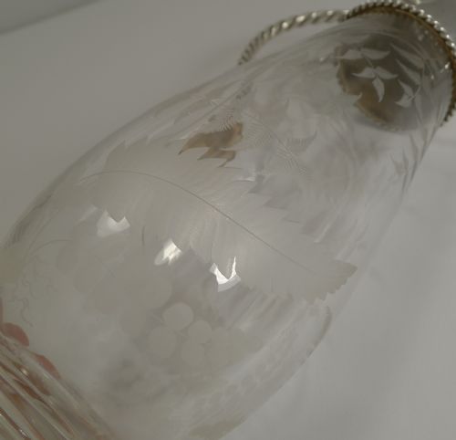 fig 1. Antique English Fern Engraved Claret Jug c.1890 - Silver Plate