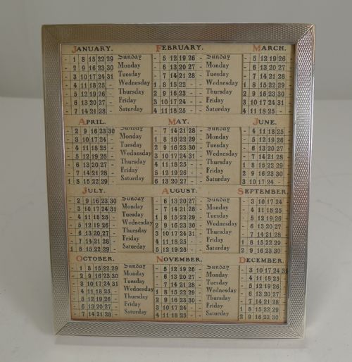 English Sterling Silver Perpetual Calendar by Asprey, Bond Street.