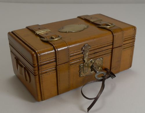 Antique French Miniature Carved Fruitwood Trunk by Seugnot, Paris C.1880