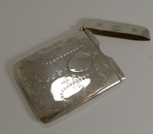 Elegant Antique English Sterling Silver Visiting Card Case - 1906