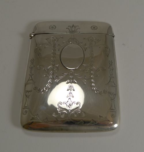 fig 1. Elegant Antique English Sterling Silver Visiting Card Case - 1906