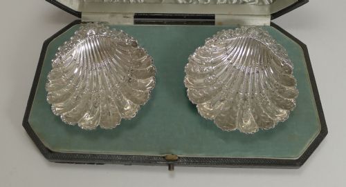 fig 1. Pair Antique English Sterling Silver Dishes by John Deakin - Sheffield 1893 Retailed by The Royal Scotch Jewellery Co. , 202 Regent Street, London
