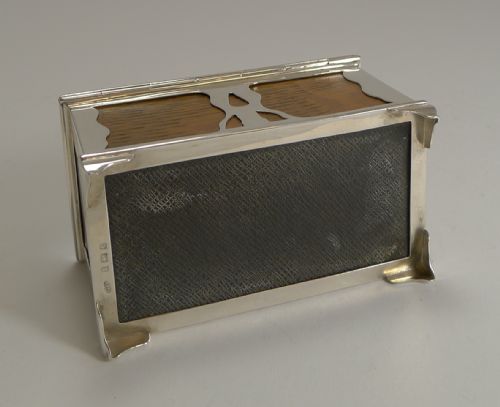 fig 1. English Art Nouveau Oak and Sterling Silver Trinket Box by Deakin and Francis