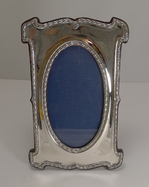 Grand Large Antique English Sterling Silver Photograph Frame by Walker and Hall