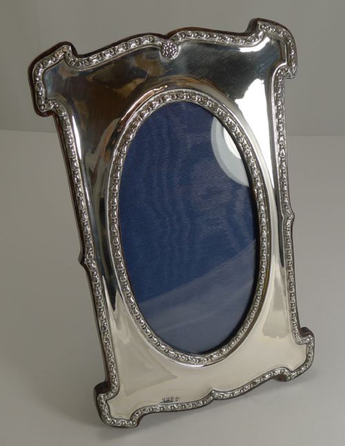 fig 1. Grand Large Antique English Sterling Silver Photograph Frame by Walker and Hall