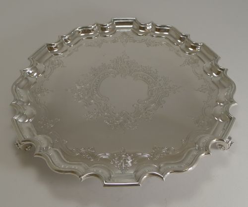 Smart Antique English Silver Plate Salver / Tray C.1860
