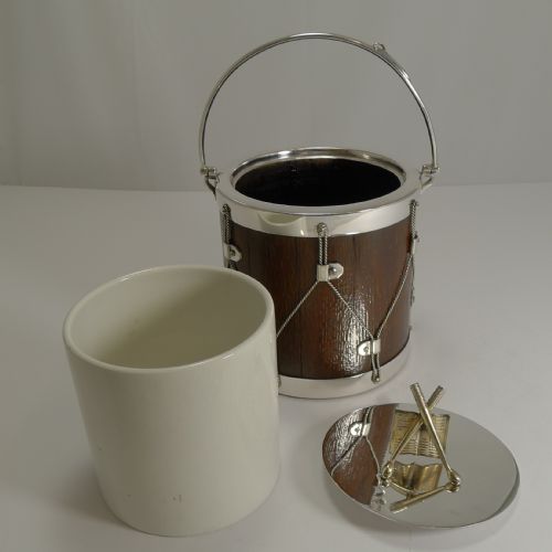 FABULOUS ANTIQUE ENGLISH OAK SILVER PLATED DRUM FORM BISCUIT BOX BARREL C1890 - ADDITIONAL PHOTO 4