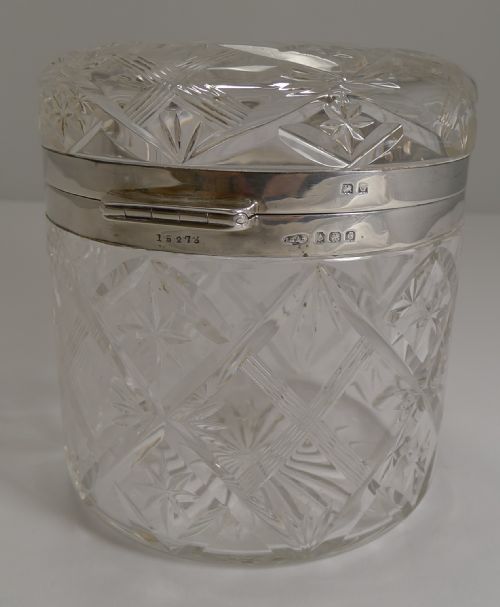 GLAMOROUS VINTAGE CUT CRYSTAL AND STERLING SILVER BOX BIRMINGHAM 1931 - ADDITIONAL PHOTO 2