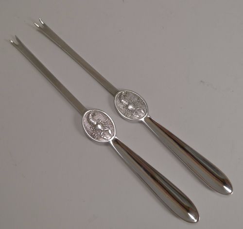 fig 2. Antique English Silver Plated Lobster Picks and Crackers by Thomas Bradbury