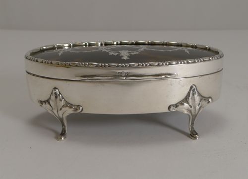 fig 1. Pretty Antique Silver and Tortoiseshell Jewellery Box - 1914
