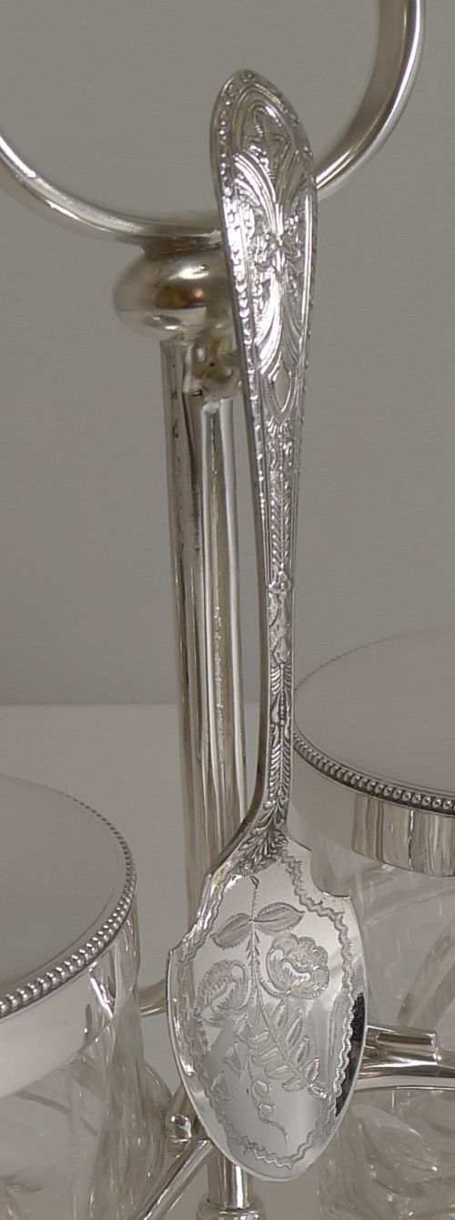 fig 1. Antique English Cut Crystal and Silver Plate Double Preserve Jars on Stand c.1900