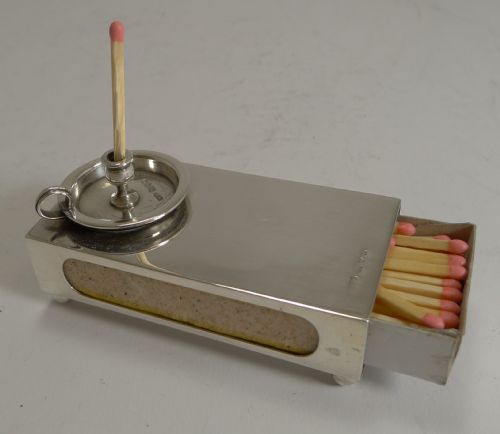 Antique English Sterling Silver Novelty Matchbox Cover / Go-to-bed - Chester 1902