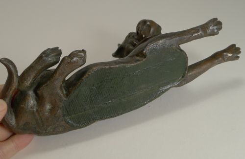 HANDSOME LARGE BULLMASTIFF TRIPLE INKWELL C1900 DOG - ADDITIONAL PHOTO 5