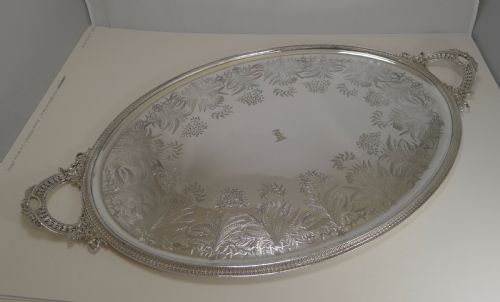 fig 1. Grand Large Silver Plate Serving Tray - Ferns, by James Dixon & Sons c.1875