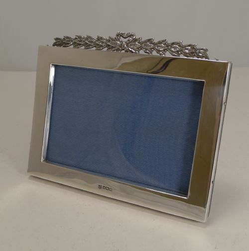 Prettiest Bow Topped English Sterling Silver Photograph Frame - 1910