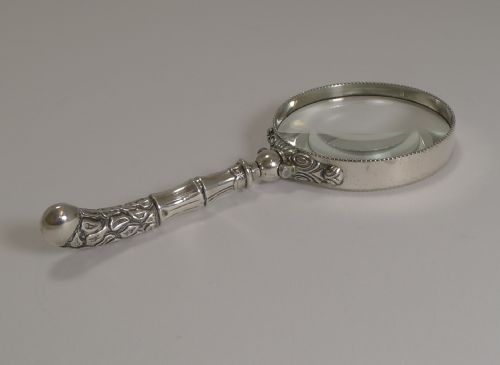 fig 1. Antique English Sterling Silver Handled Magnifying Glass - 1906