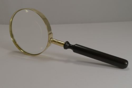 Large Antique English and Ebony Magnifying Glass by John Wood and Son C.1900