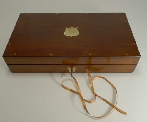 fig 1. Mahogany and Brass Cased Down Brothers Surgeons Instruments c.1890