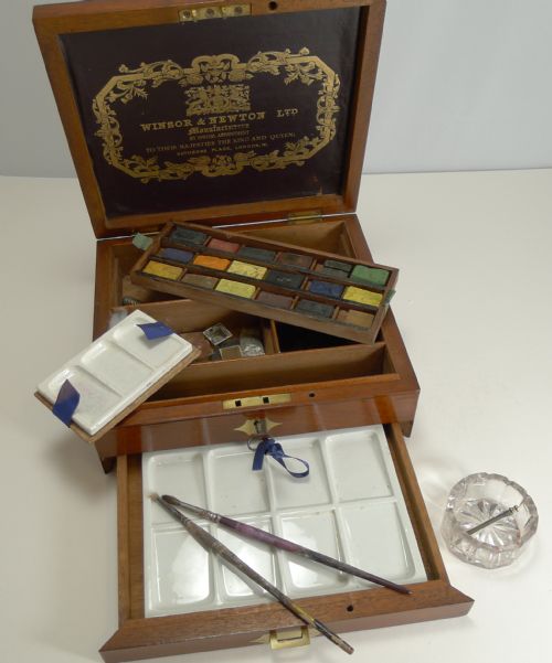 Antique English Winsor and Newton Artist's Watercolour / Paint Box C.1885