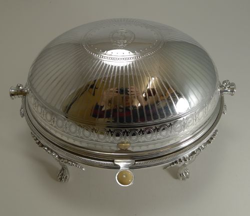 fig 1. Unusual Antique English Breakfast Dish by Elkington and Co. - 1875