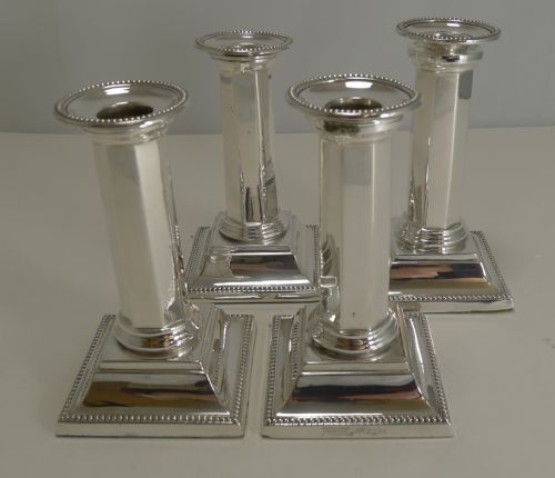 Handsome Set Four Silver Plated Candlesticks by Mappin and Webb