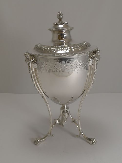 Grand Antique English Silver Plate Biscuit Box by Martin Hall & Co. C.1860