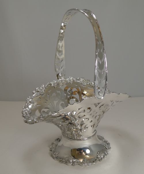 Stunning Antique English Reticulated Silver Plate Fruit Basket C.1900